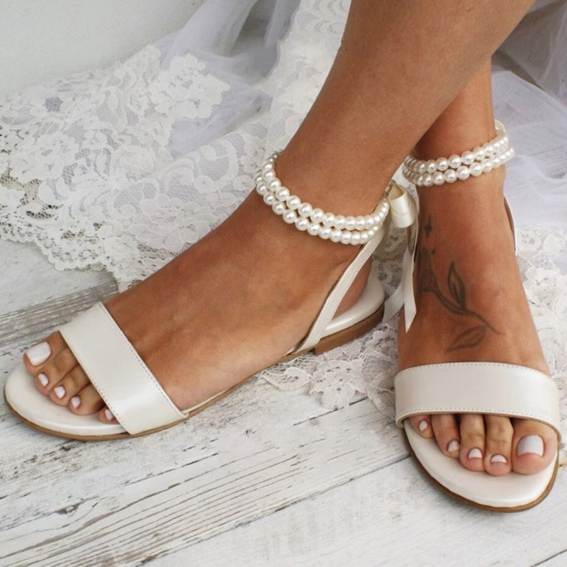 Leather Classic Strap - Sandales plates d'été pour femmes européennes